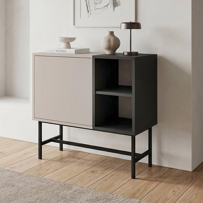 Μπουφές Mona χρώμα sandstone - black wood 81x40x80εκ.