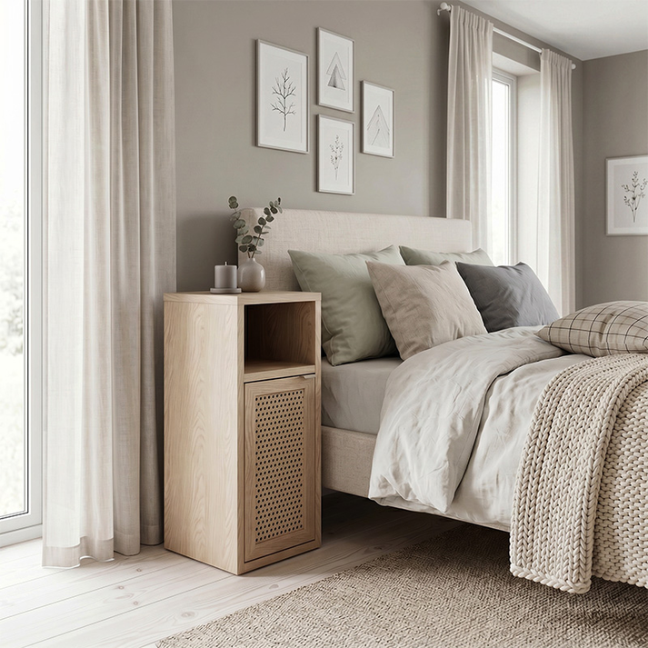 Κομοδίνο Inca χρώμα light oak 25,2x32x60εκ.