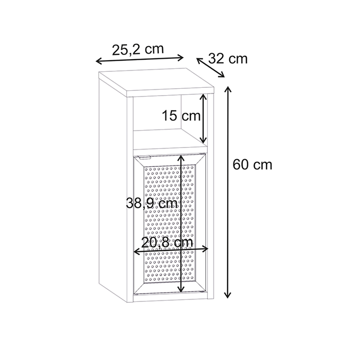 Κομοδίνο Inca χρώμα light oak 25,2x32x60εκ.