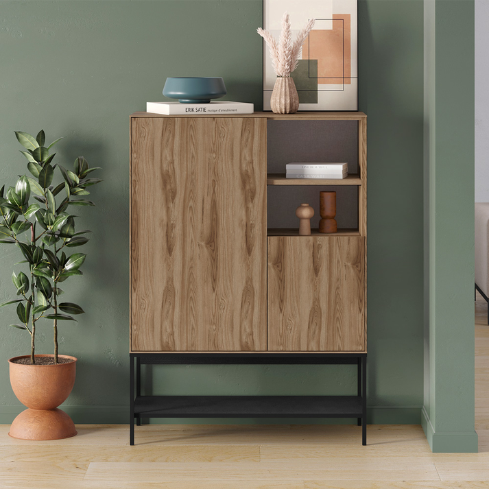 Μπουφές Amira χρώμα καρυδί Ud - black wood 90x40x125εκ.