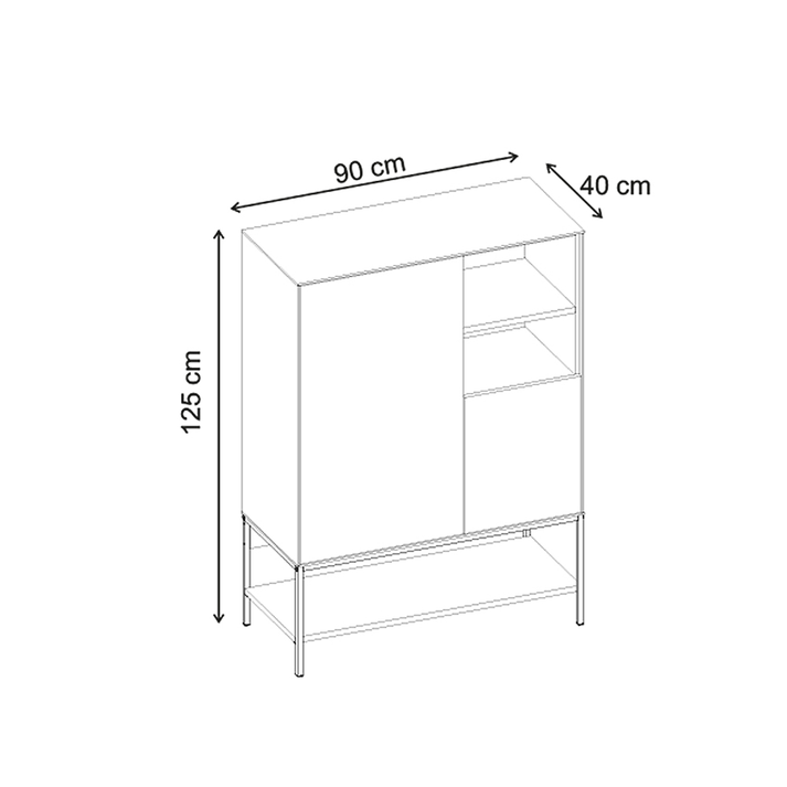 Μπουφές Amira χρώμα καρυδί Ud - black wood 90x40x125εκ.