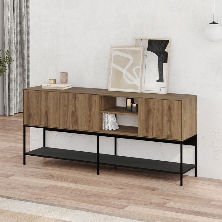 Μπουφές Amira χρώμα καρυδί Ud - black wood 180x40x80εκ.