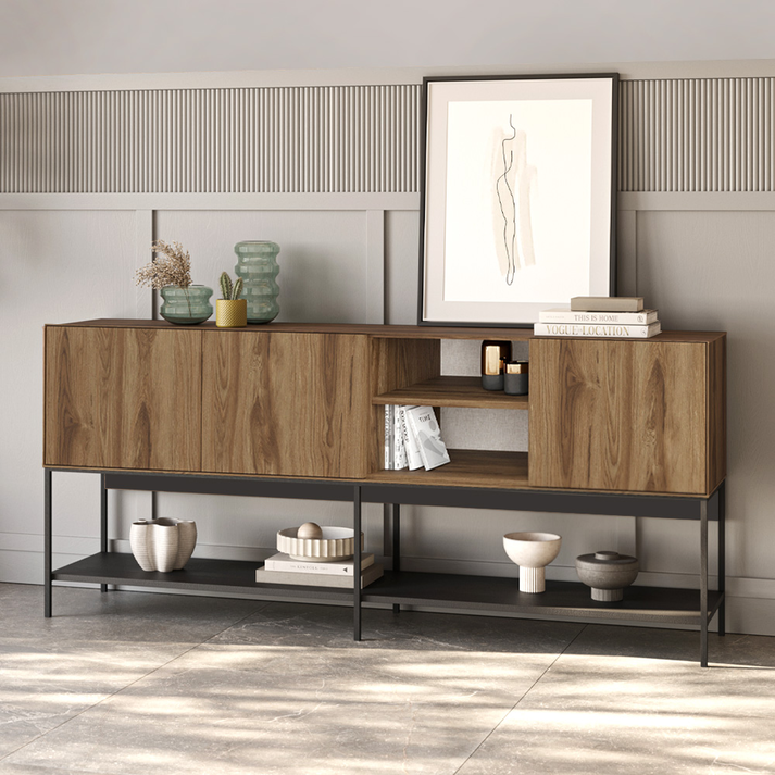 Μπουφές Amira χρώμα καρυδί Ud - black wood 180x40x80εκ.