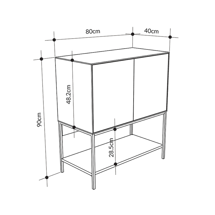 Μπουφές Amira χρώμα καρυδί Ud - black wood 80x40x90εκ.