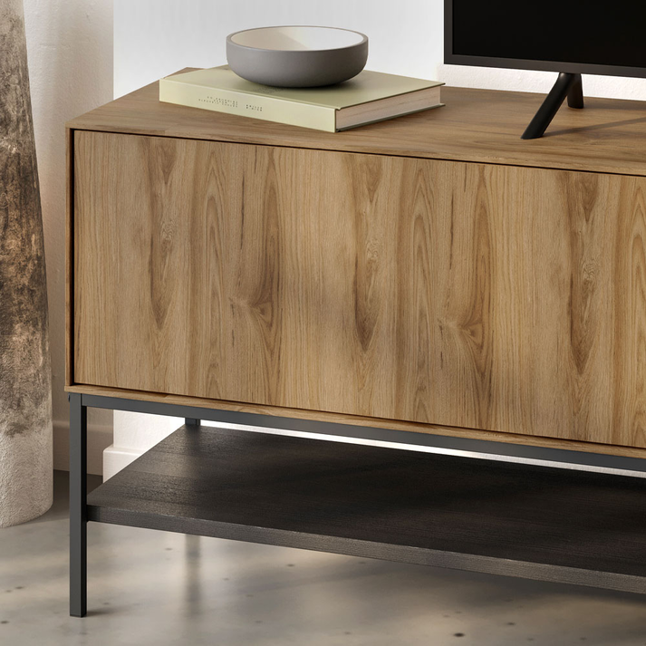 Έπιπλο τηλεόρασης Amira χρώμα καρυδί Ud - black wood 180x35x55εκ.