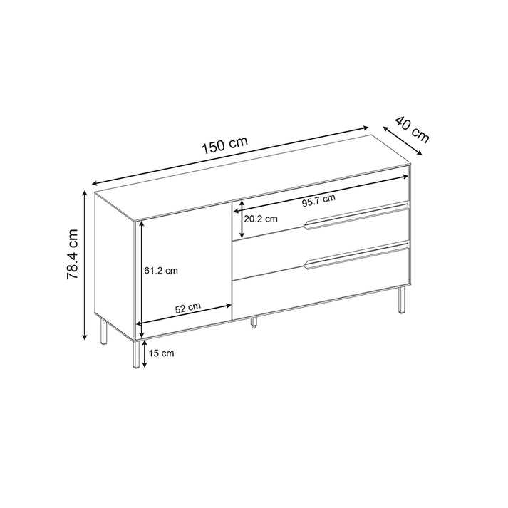 Μπουφές Arch χρώμα sandstone 150x40x78,4εκ.