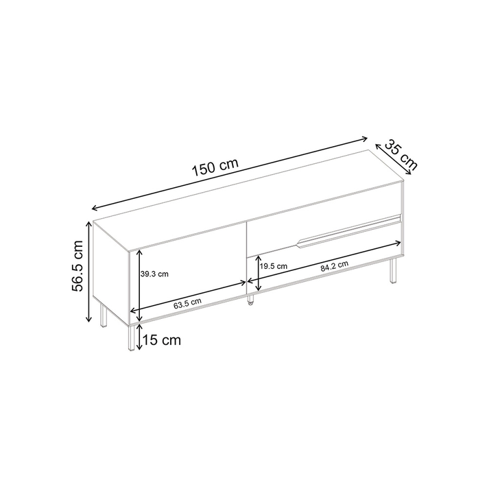 Έπιπλο τηλεόρασης Arch χρώμα sandstone 150x35x56,5εκ.