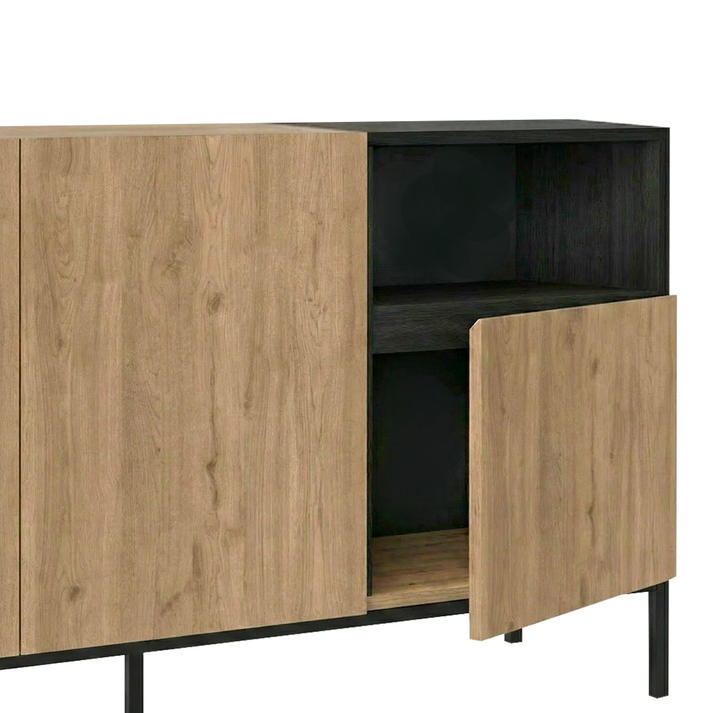 Μπουφές Cailin χρώμα sepet oak - black wood 140x41,8x80εκ.