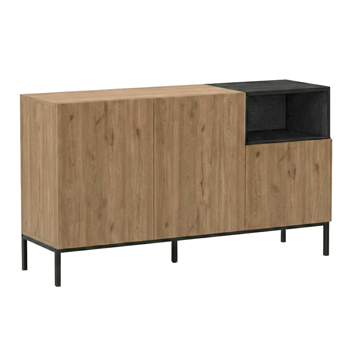Μπουφές Cailin χρώμα sepet oak - black wood 140x41,8x80εκ.