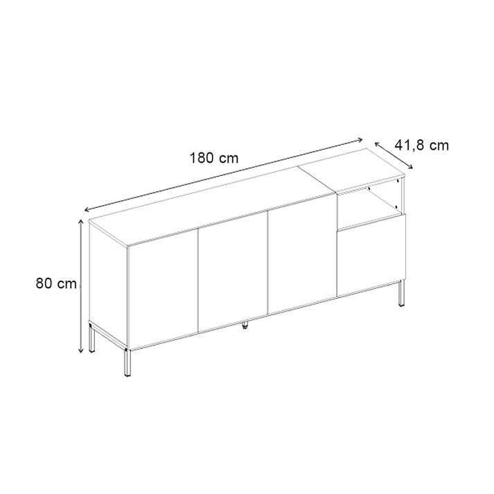 Μπουφές Cailinχρώμα sepet oak - black wood 180x41,8x80εκ.