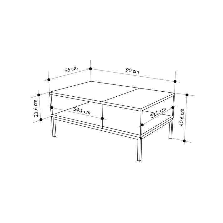 Τραπεζάκι σαλονιού Cailin χρώμα sepet oak - black wood 90x56x40,6εκ.