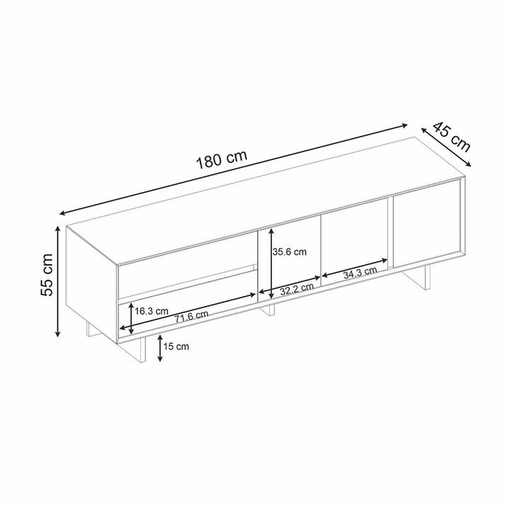 Έπιπλο τηλεόρασης Capri χρώμα καρυδί milano 180x45x55εκ.