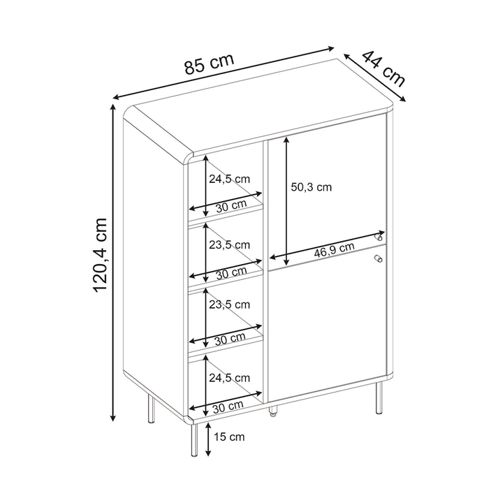 Μπουφές Colia χρώμα sepet oak 85x44x120,4εκ.