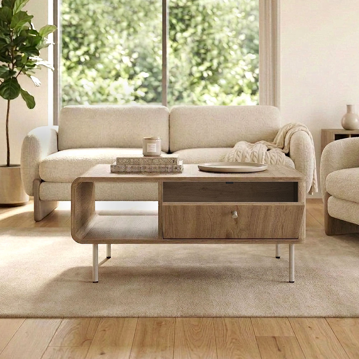 Τραπεζάκι σαλονιού Colia χρώμα sepet oak 90x60x40,4εκ.