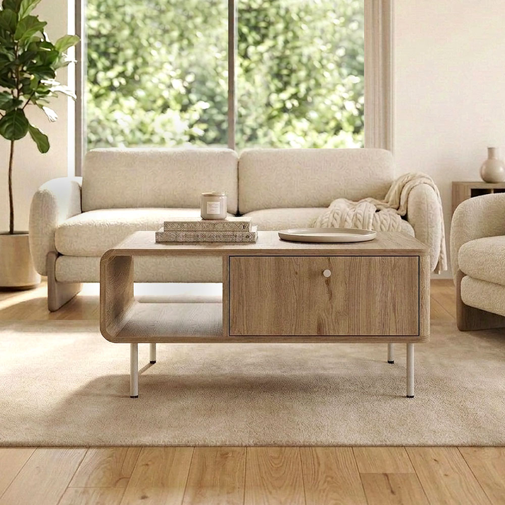Τραπεζάκι σαλονιού Colia χρώμα sepet oak 90x60x40,4εκ.