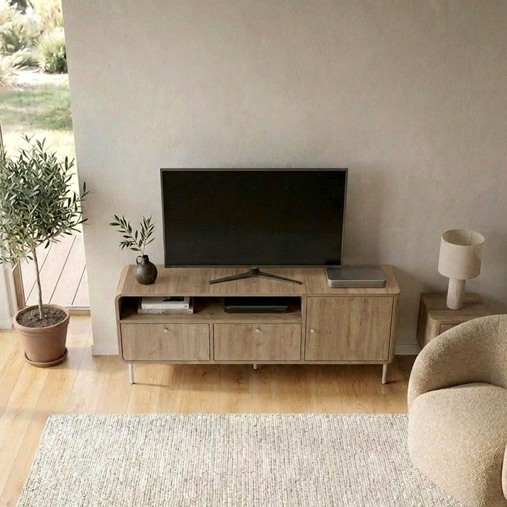 Έπιπλο τηλεόρασης Colia χρώμα sepet oak 140,3x34x55,7εκ.