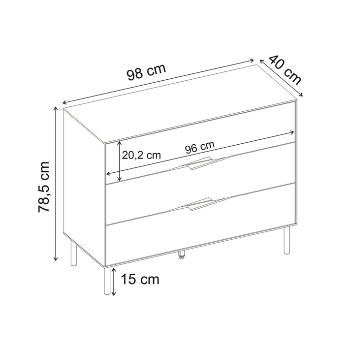 Συρταριέρα Marquise χρώμα sandstone 98x40x78,5εκ.