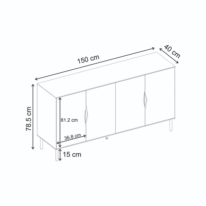 Μπουφές Marquise χρώμα sandstone 150x40x78,5εκ.