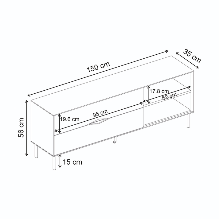Έπιπλο τηλεόρασης Marquise χρώμα sandstone 150x35x56εκ.