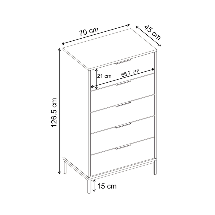 Συρταριέρα Mars χρώμα καρυδί Ud 70x45x126,5εκ.