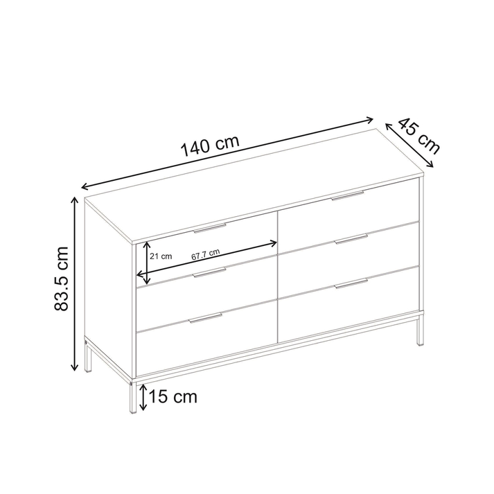 Συρταριέρα Mars χρώμα καρυδί Ud 140x45x83,5εκ.