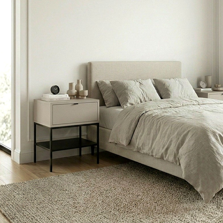 Κομοδίνο Melis χρώμα sandstone 45x35x56,4εκ.