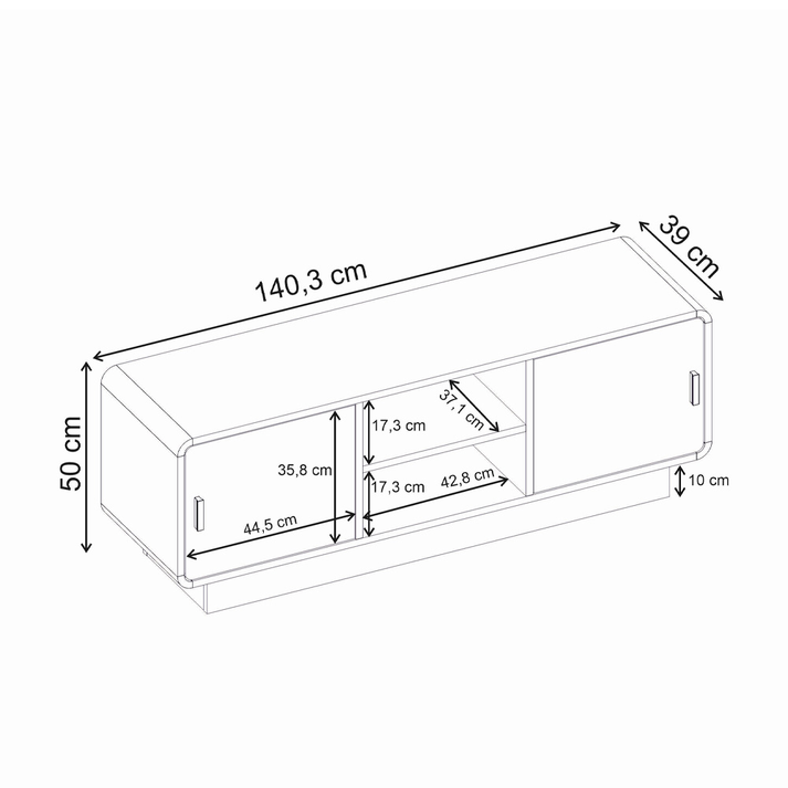 Έπιπλο τηλεόρασης Rovel χρώμα sepet oak 140,3x39x50εκ.