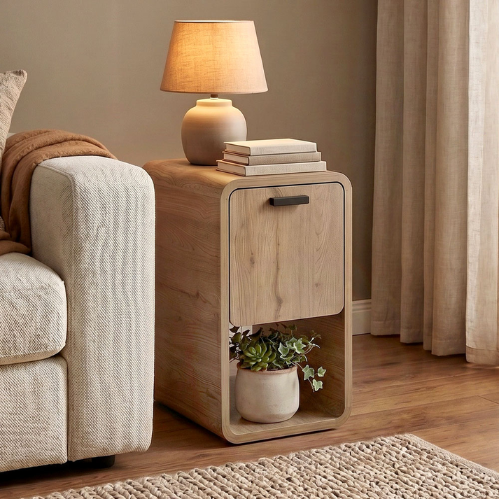 Τραπεζάκι βοηθητικό - Κομοδίνο Rovel χρώμα sepet oak 30x39x50,5εκ.