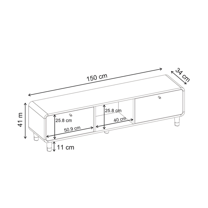 Έπιπλο τηλεόρασης Doro χρώμα sepet oak 150x34x41εκ.