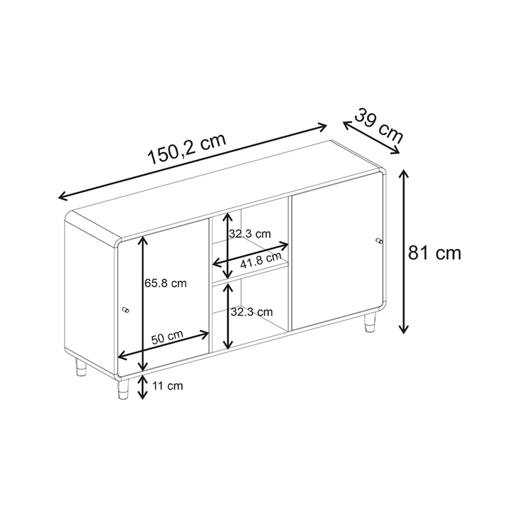 Μπουφές Doro χρώμα sepet oak 150,2x39x81εκ.