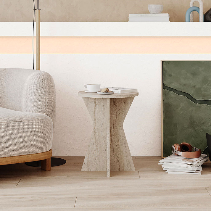 Τραπεζάκι βοηθητικό Lisa χρώμα travertine Ø40x51,8εκ.