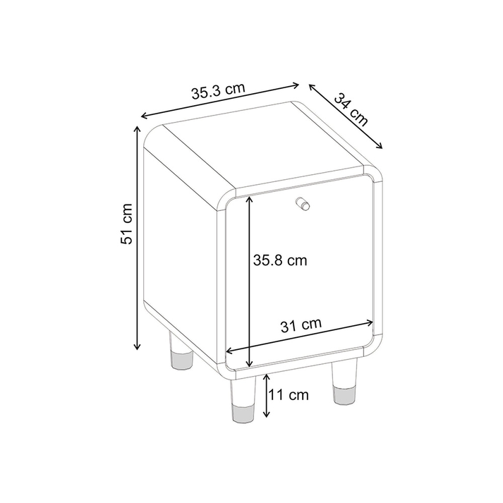 Κομοδίνο Doro χρώμα sepet oak 35,3x34x51εκ.