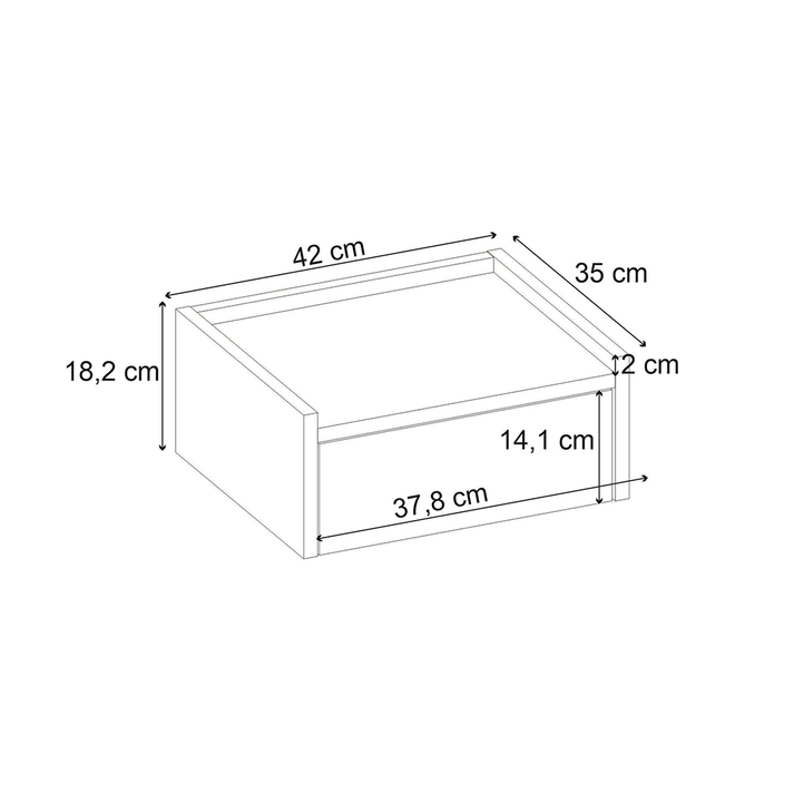 Κομοδίνο επιτοίχιο Brisa χρώμα καρυδί Ud 42x35x18,2εκ.