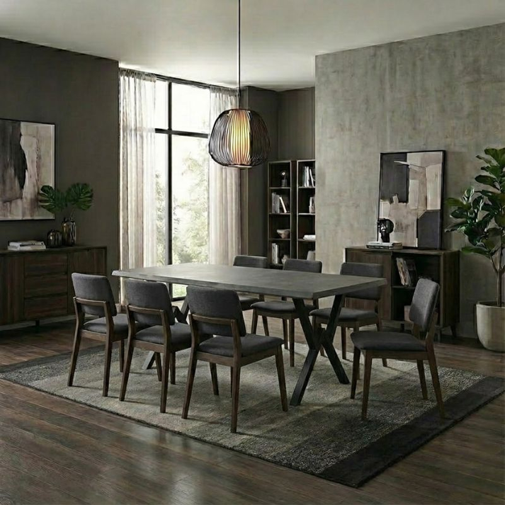 Τραπέζι Walter Mdf - μεταλλικό χρώμα σκούρο γκρι σκυροδέματος 200x100x75εκ.