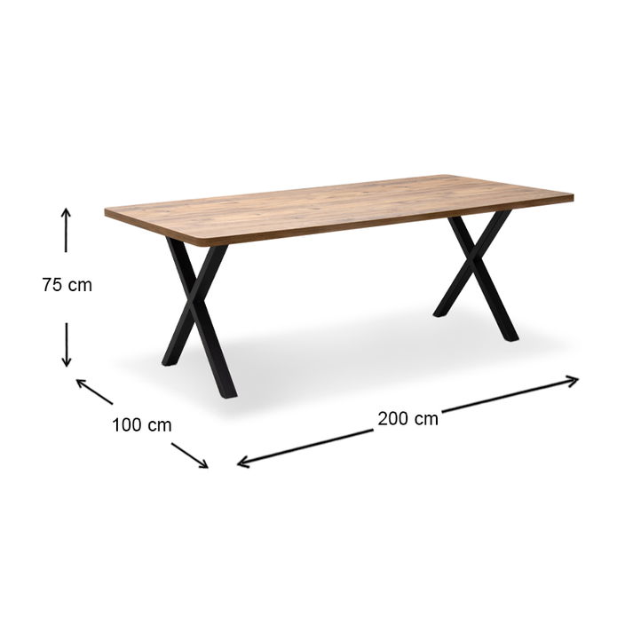 Τραπέζι Jeremy Mdf - μεταλλικό χρώμα ακακίας 200x100x75εκ.