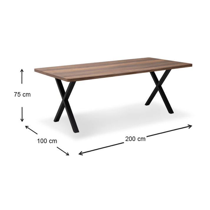 Τραπέζι Jeremy Mdf - μεταλλικό χρώμα καρυδί 200x100x75εκ.