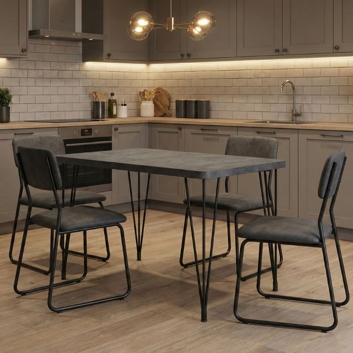 Τραπέζι Roger Mdf - μεταλλικό χρώμα σκούρο γκρι σκυροδέματος 120x70x75εκ.