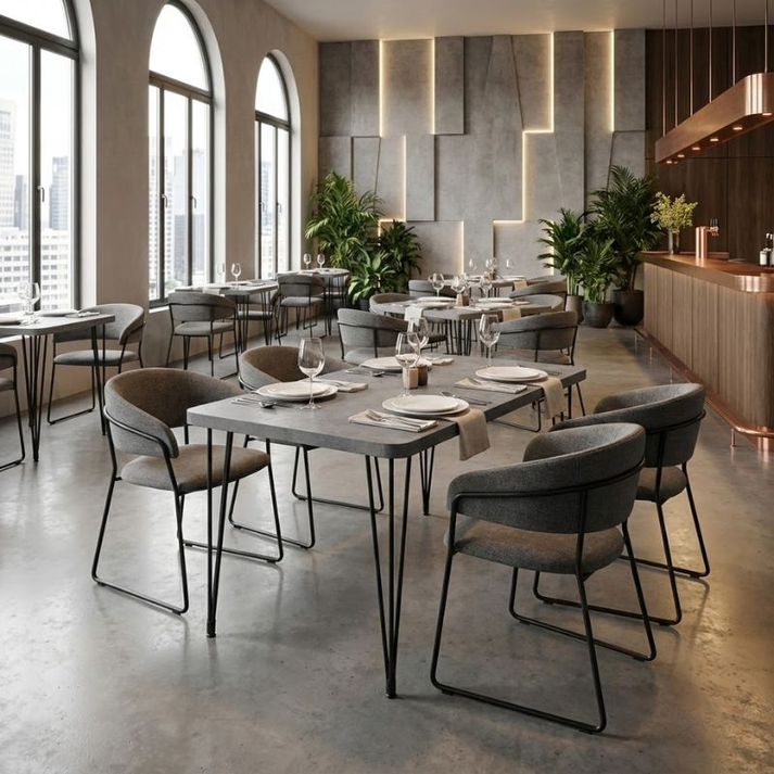 Τραπέζι Roger Mdf - μεταλλικό χρώμα σκούρο γκρι σκυροδέματος 120x70x75εκ.