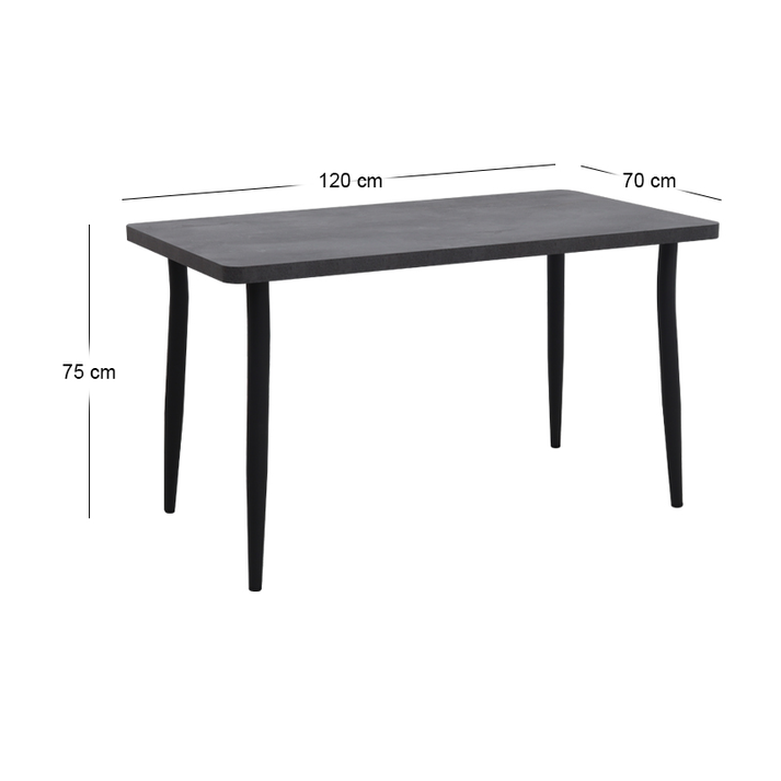 Τραπέζι Levico Mdf - μεταλλικό χρώμα σκούρο γκρι σκυροδέματος 120x70x75εκ.