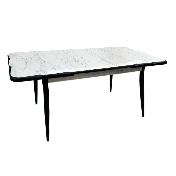 Τραπέζι Karen επεκτεινόμενο χρώμα λευκό εφέ μαρμάρου - μαύρο 130/160x80x75εκ.