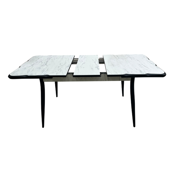 Τραπέζι Karen επεκτεινόμενο χρώμα λευκό εφέ μαρμάρου - μαύρο 130/160x80x75εκ.