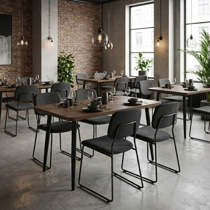 Τραπέζι Levico Mdf - μεταλλικό χρώμα καπνιστή καρυδιά 130x75x75εκ.