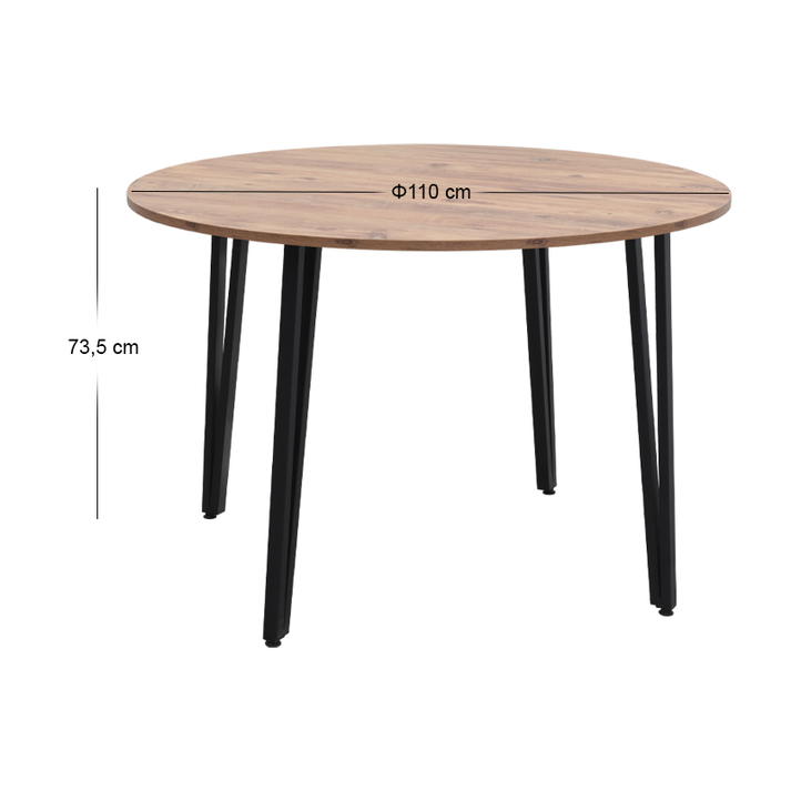 Τραπέζι Zeno χρώμα ακακίας Ø110x73,5εκ.