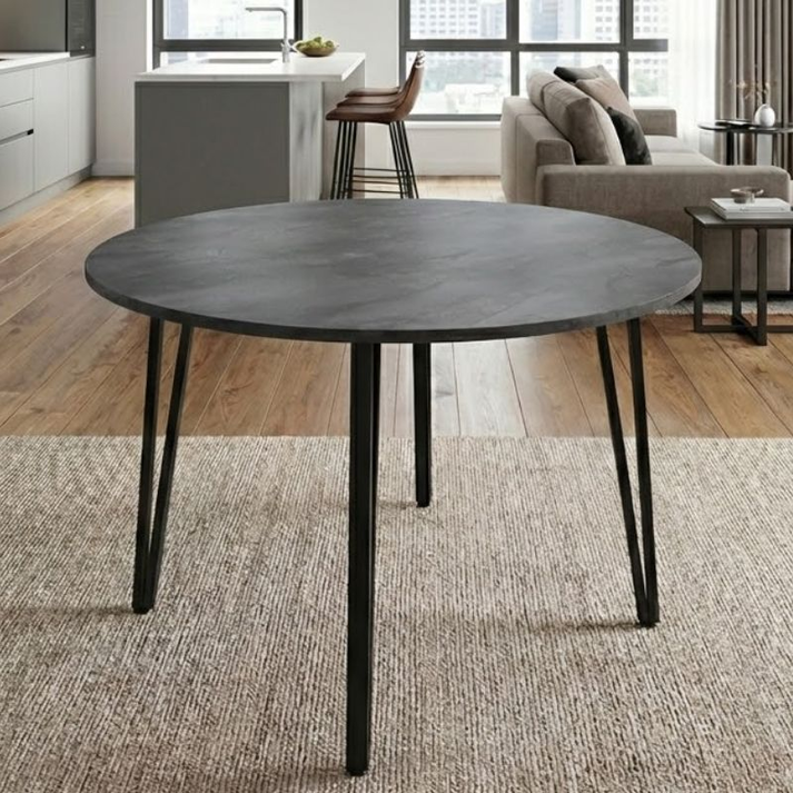 Τραπέζι Zeno χρώμα σκούρο γκρι σκυροδέματος Ø110x73,5εκ.