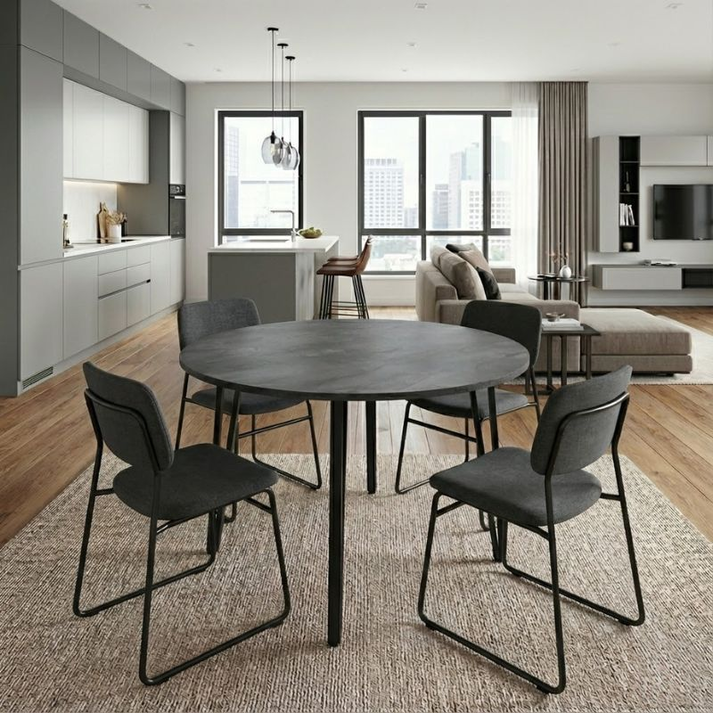 Τραπέζι Zeno χρώμα σκούρο γκρι σκυροδέματος Ø110x73,5εκ.