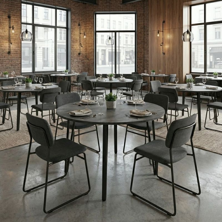 Τραπέζι Zeno χρώμα σκούρο γκρι σκυροδέματος Ø110x73,5εκ.