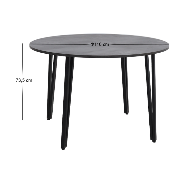 Τραπέζι Zeno χρώμα σκούρο γκρι σκυροδέματος Ø110x73,5εκ.