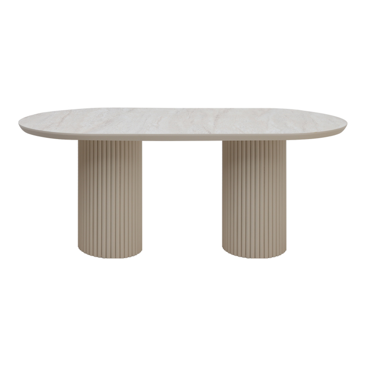 Τραπέζι Hazar Mdf χρώμα travertine - sandstone 180x90x77εκ.