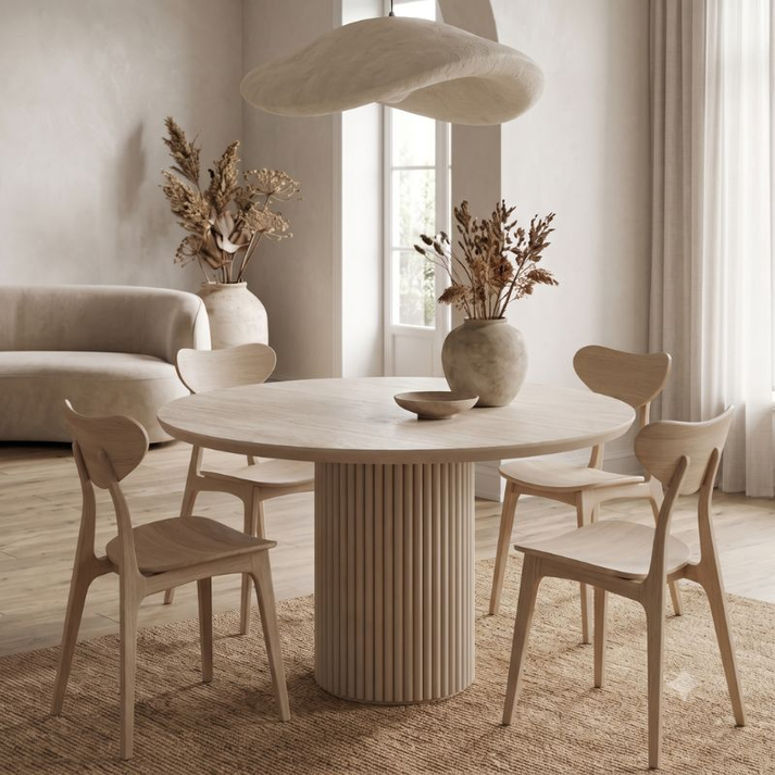 Τραπέζι Hazar Mdf χρώμα travertine - sandstone Ø119,5x76εκ.