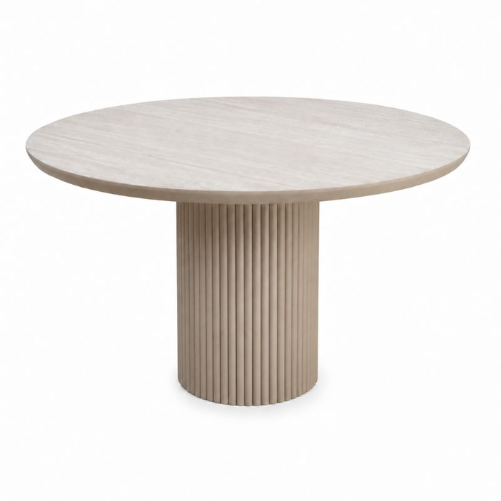 Τραπέζι Hazar Mdf χρώμα travertine - sandstone Ø119,5x76εκ.